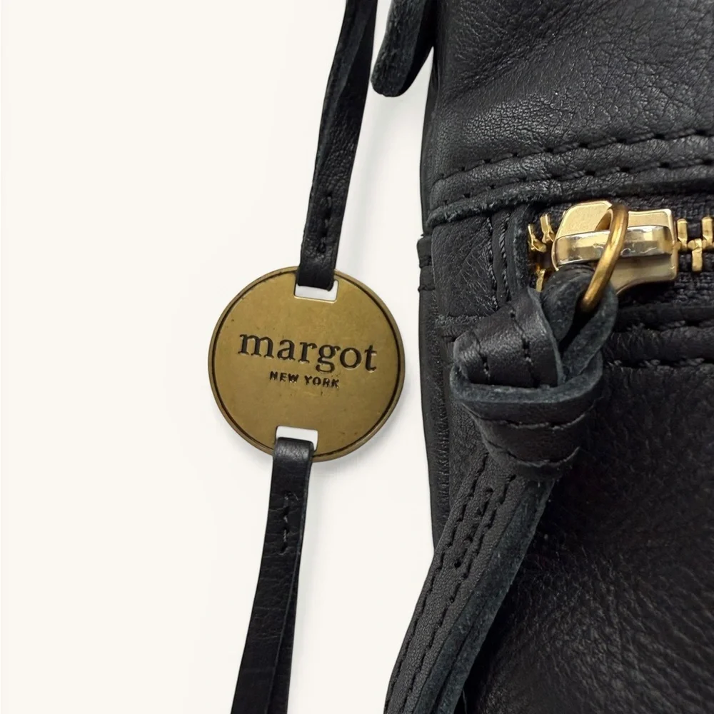 Classic Black Leather Shoulder Bag with Gold Hardware